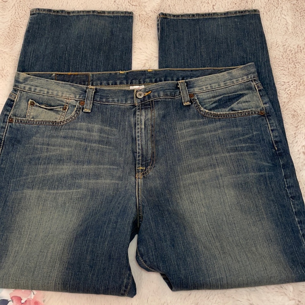 Lucky Brand Blue Denim Vintage Hitchhiker Dungarees Distressed 40 X 32